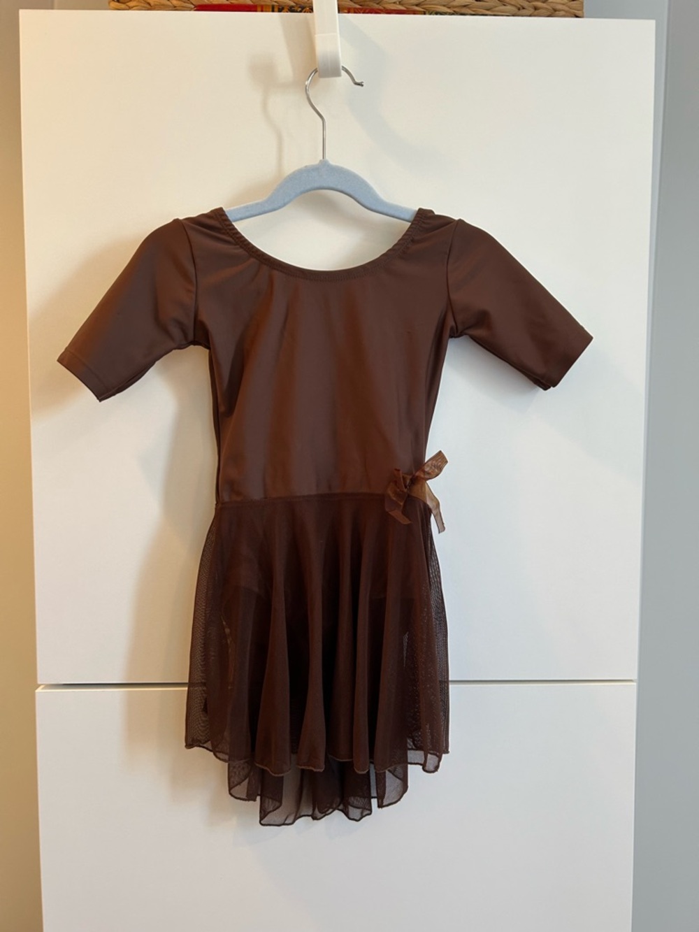 Leveret Girl Brown Dance Leotard with Mesh Skirt - Size S